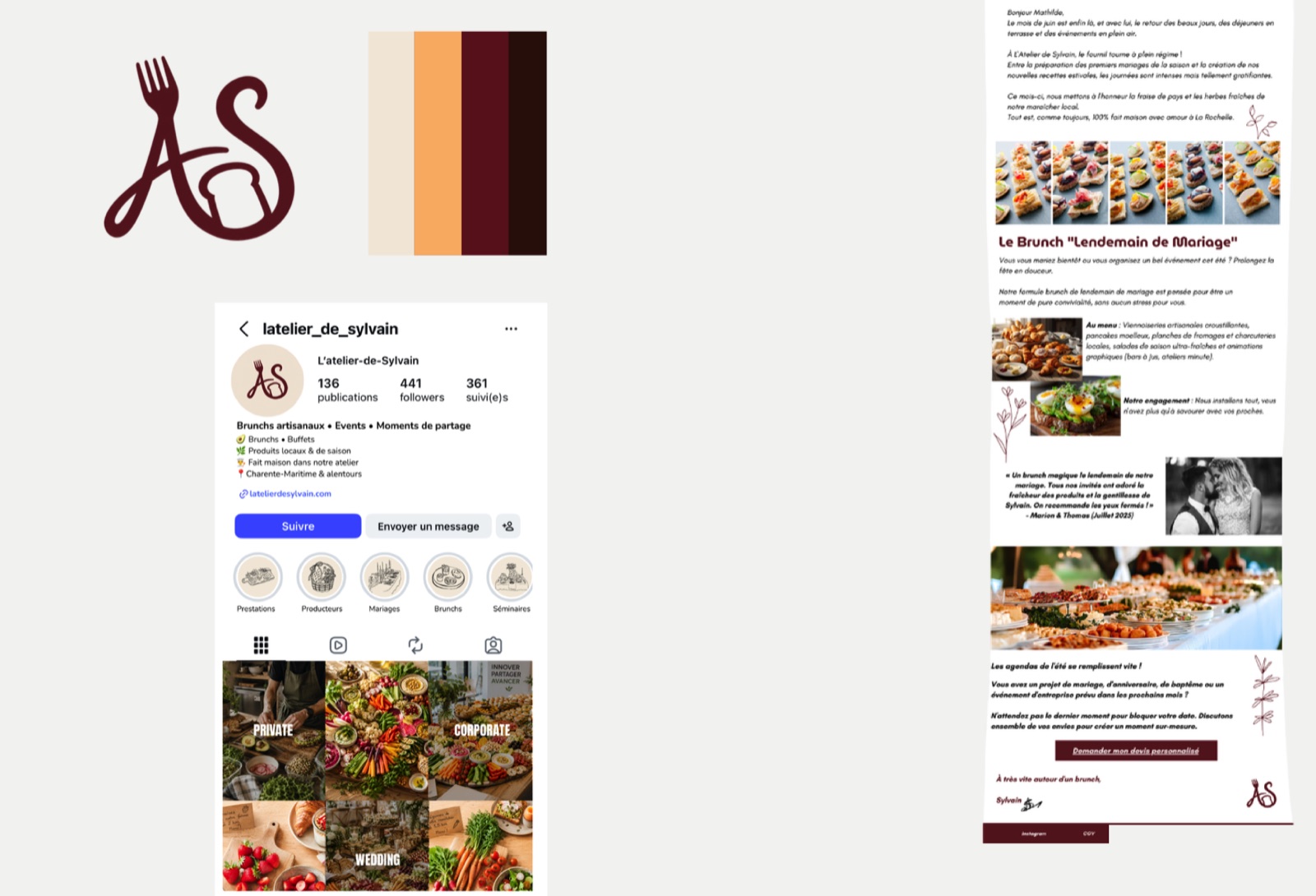 L'atelier de Sylvain : logo, palette de couleurs, compte Instagram et newsletter